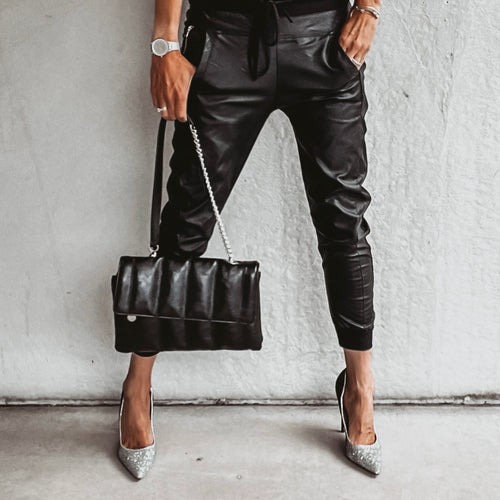 Full faux leather black ULTIMATE joggers