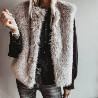 Faux fur GREY gilet *NEW*