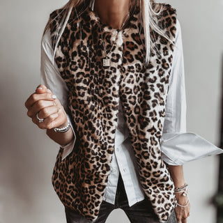 Faux fur leopard gilet