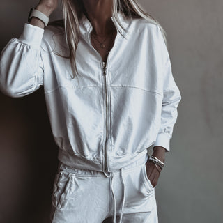 Ultimate zip through WHITE sweat bomber *NEW*