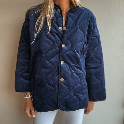 Navy Claudia velvet quilted jacket *NEW*