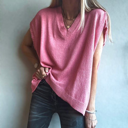 Patia PINK knitted V tank *NEW*