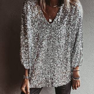 Relaxed Silver Sequin top *NEW*