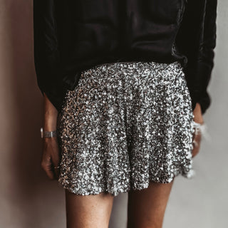 OSLO SILVER Sequin SHORTS