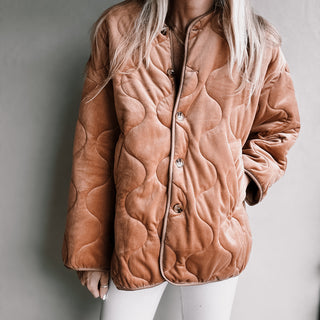 Tobacco Claudia velvet quilted jacket