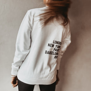 White CITIES sweatshirt  *boyfriend fit*