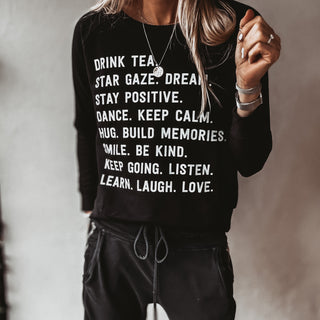 DRINK TEA black sweatshirt *relaxed style* NEW