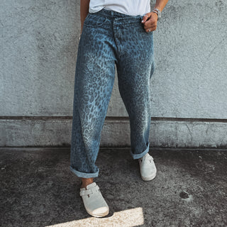 Slouchy Leopard BLUE denim joggers *NEW*