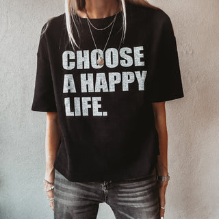Black Happy Life vintage short sleeved LOVE sweatshirt  *NEW*