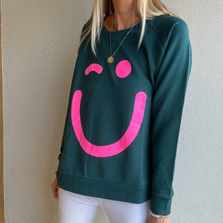 Green & neon pink sweatshirt *relaxed style* *NEW*