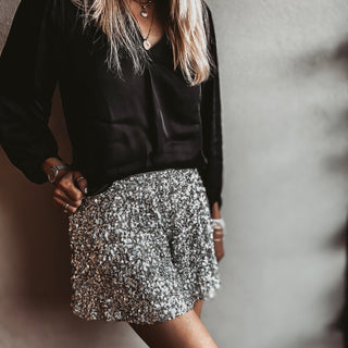 OSLO SILVER Sequin SHORTS