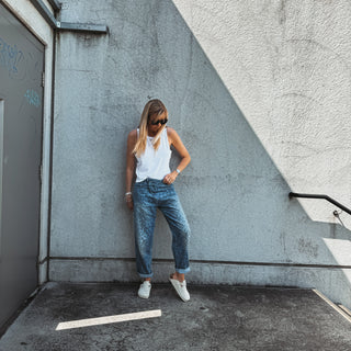 Slouchy Leopard BLUE denim joggers *NEW*