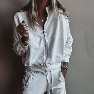 Ultimate zip through WHITE sweat bomber *NEW*