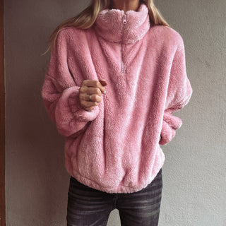 Super fleecy pink zip sweater *NEW*