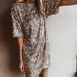 Relaxed Gold Sequin slip dress *NEW*