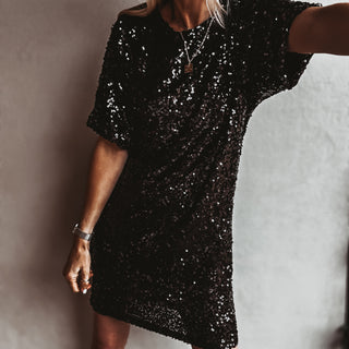 Relaxed Black Sequin dress *NEW*