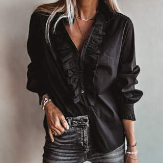 Mila BLACK ruffle Blouse *NEW*