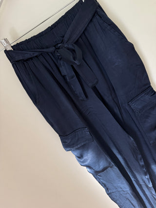 Navy Satin cargo joggers *NEW*