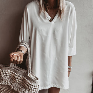 Ithaca VINTAGE WHITE V neck tunic