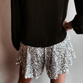 OSLO SILVER Sequin SHORTS