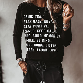 DRINK TEA black sweatshirt *relaxed style* NEW