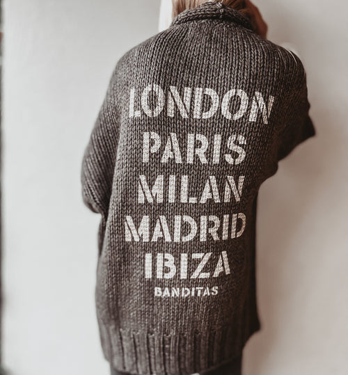 Dark biscuit / cream Cities Cardigan *NEW*