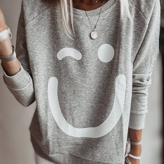 Grey Smiley sweatshirt *relaxed style* *NEW*