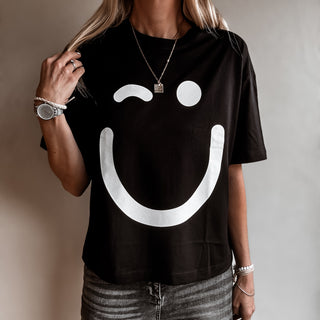 BLACK smiley t shirt *relaxed style* NEW