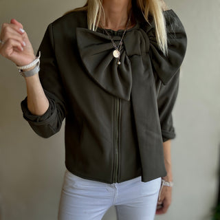 Statement Bow biker KHAKI blazer *NEW*