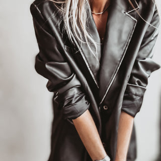 Black faux leather boyfriend blazer *NEW*