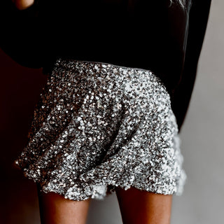 OSLO SILVER Sequin SHORTS