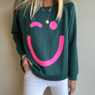 Green & neon pink sweatshirt *relaxed style* *NEW*