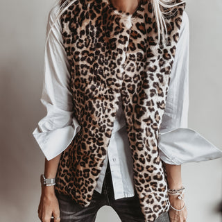 Faux fur leopard gilet