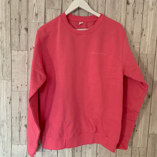 Little white ubuntu on pink sweatshirt (medium, size 12-14)