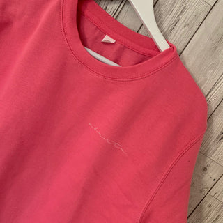 Little white ubuntu on pink sweatshirt (medium, size 12-14)