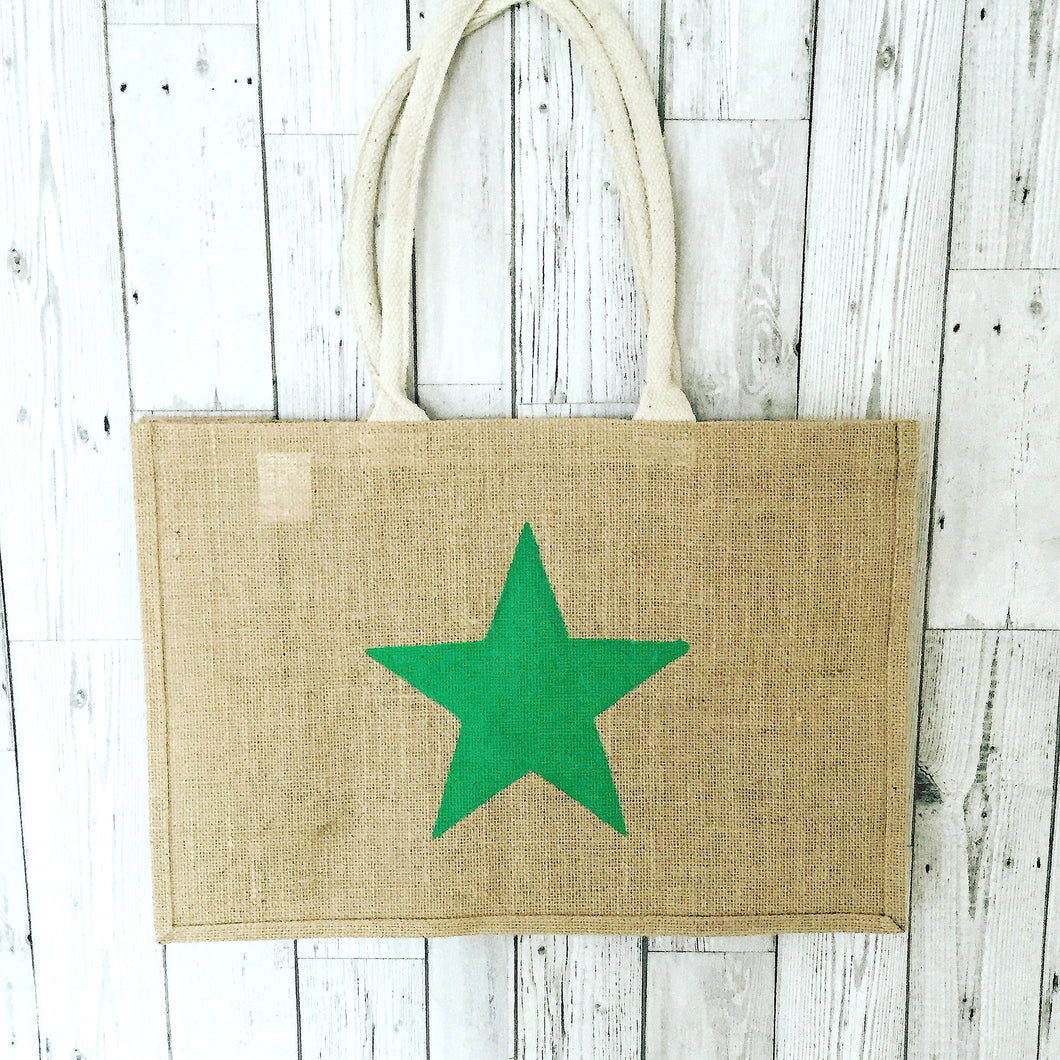 Neon green jute shopper