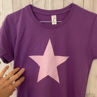 Pink star in purple tee (medium size 12)