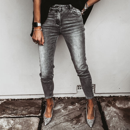 Ravello vintage grey BIKER jeans *BACK IN STOCK!*