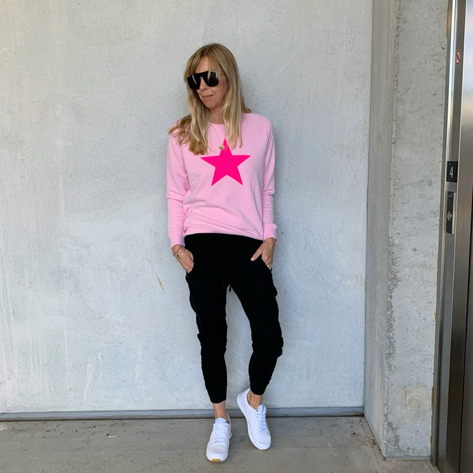 Neon Pink and Silver Tiger Star Sweatshirt